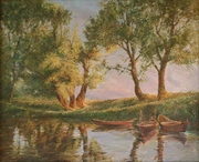 картина художника Анатолия Гопкало Теплый вечер. р.Орель