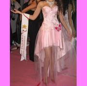 Вечернее выпускное платье розовое корсетное со стразами 