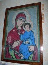 вышитый образ Богоматери с Младенцем