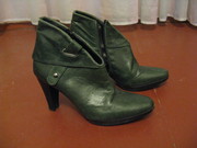 Полусапожки-ботильоны, зеленые, кожаные, в отличном состоянии, 38 разм