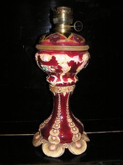 старинная лампа фаянс маелика 19век