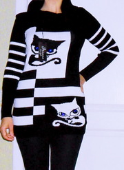 свитер-туника кошки