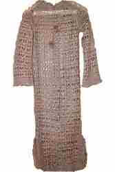 Платье какао, вязанное, длинное