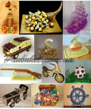 Необычные подарки сотрудникам, коллегам- букеты из конфет