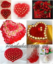 Необычные подарки любимым - букеты и композиции из конфет.