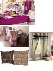 Домашний текстиль : фартуки,  прихватки,  скатерти,  шторы