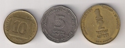 10 агорот,  1/2 и 5 новых шекелей.
