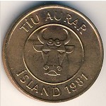 10 аурар Исландия 1981