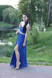 Вечернее синее платье