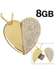Флешка-подвеска Сердце gold 8 gb