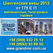 Шенгенская виза 2013 Краткосрочные, полугодовые, годовые