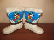 новые детские резиновые сапожки на тёплом меху 