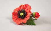 Заколка Красный мак