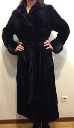 Шуба из бобра с воротником из норки