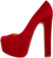 Красные новые туфли на каблуке замш