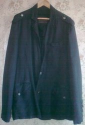 Пиджак муж.,  лен,  50р.,  черного цвета,  без подкладки.