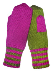 Варежки ручной работы Трехцветные