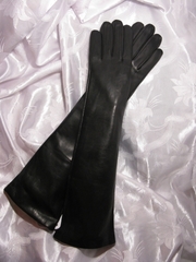 Женские кожаные перчатки на шелковой подкладке Длинные