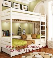 Белая двухъярусная кровать из ясеня. Гарантия 3 года