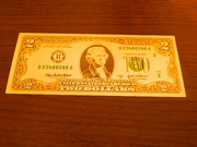 Продам Золотую банкноту 2$ сувенирная копия (односторонняя)