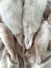 Полушубок писец+мутон, серебристый 