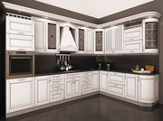 Классическая кухня в цвете Белый патина серебро