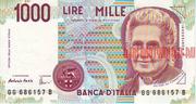 Банкнота 1000 лир Италия 1990 г.