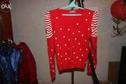 Кофта красная в горошек свитер свитерок для девочки красный