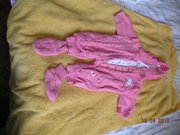 Комбинезончики хлопковые вязанные,  размер 0-3 месяца,  3-6 месяцев