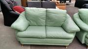 №01335.Диван двойка салатовый кожаный бу из Голландии.
