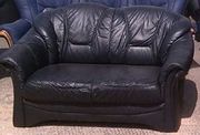 №01305.Диван двойка черный кожаный бу из Голландии.