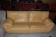 №01298.Диван тройка желтый кожаный бу из Голландии.