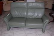 №01275.Диван двойка серый кожаный бу из Голландии.