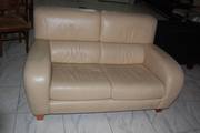 №01235.Диван двойка бежевый кожаный бу из Голландии.