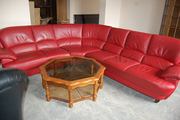 №01181.Диван угловой красный кожаный бу из Глландии.