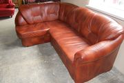 №01174.Диван угловой коричневый розкладной кожаный бу из Голландии.