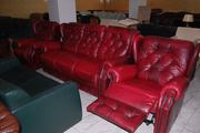№01170.Диван и два кресла красный  кожаный бу из Голландии