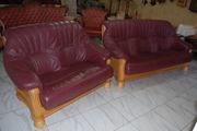 №01122.Диван тройка и двойка бордовый кожаный  бу из Голландии.