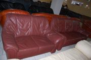 №01083.Диван тройка и двойка бордовый кожаный  бу из Голландии