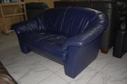 №01061.Диван двойка синий кожаный бу из Глландии.