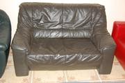 №01030.Диван двойка серый  кожаный бу из Голландии.