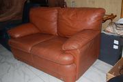 №0778.Диван двойка рыжый кожаный бу из Голландии.
