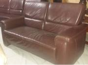 №1361.Диван двойка коричневый кожаный бу из Голландии.