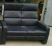 №01341.Диван двойка черный кожаный бу из Голландии.