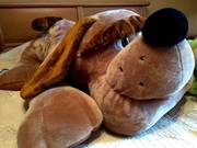 Большая мягкая собака 100-105 см + в подарок еще 1 игрушка-лягушка!