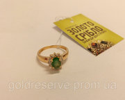 Продам Золотое кольцо с бриллиантами и изумрудом,  б/у,  скидки. 