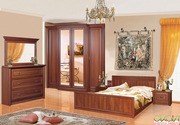 Спальный гарнитур Классик (кровать,  шкаф,  комод,  тумба,  зеркало)