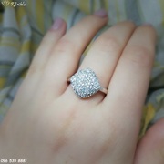 Серебряное кольцо с цирконием,  Ромб