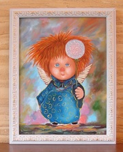 Картина маслом на подарок  Ангел с одуванчиком