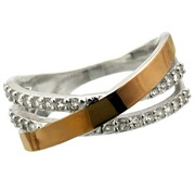 Женское серебряное кольцо с золотыми накладками